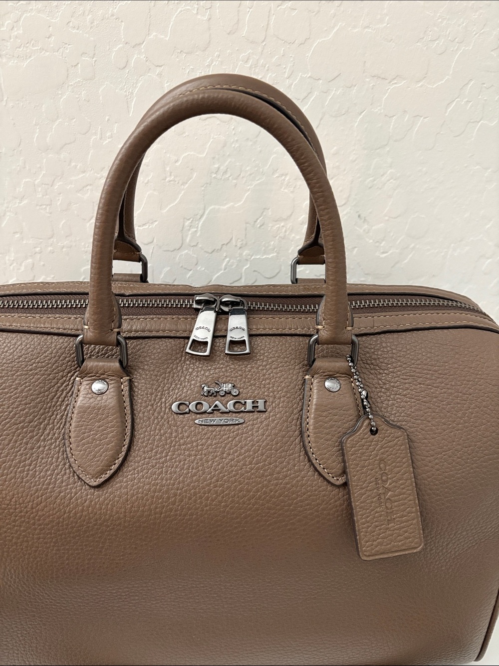 Coach Pebbled Leather Satchel in stone - Picture 2 of 6